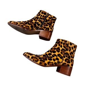 J. Crew Leopard Print Calf Hair Ankle Boots Size 7 Women's Fa2019